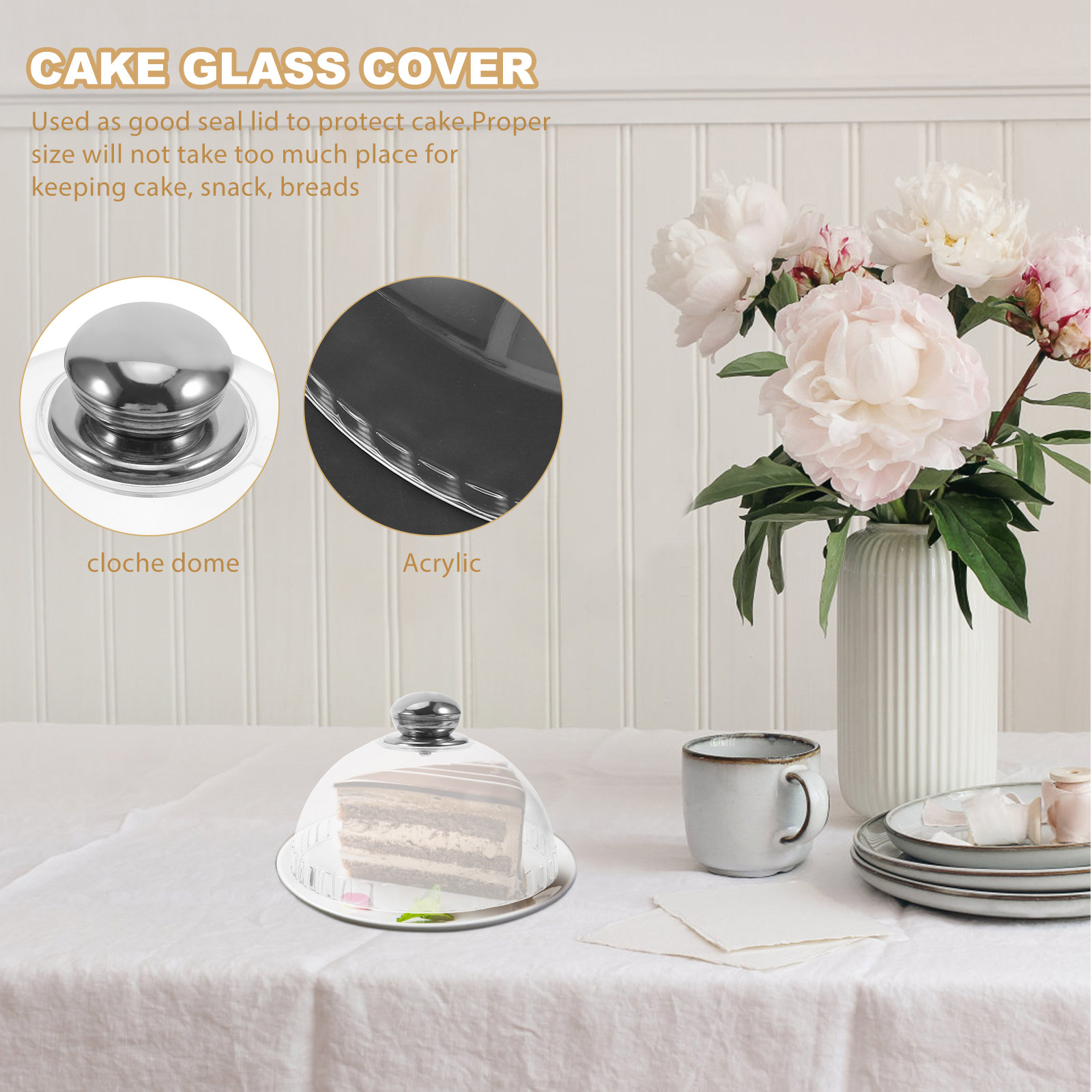 Plastic Dome Clear - Cúpula Transparente de Acrílico para Pasteles,
